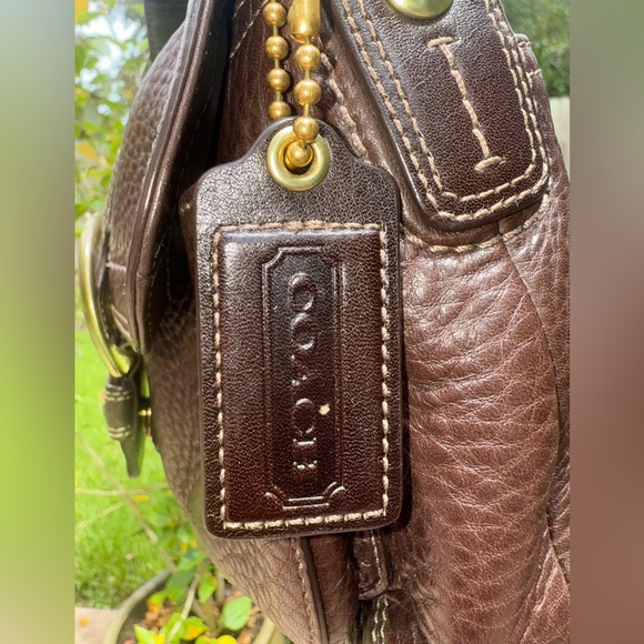 Coach Signature Sufflette Pebbled Leather Shoulder Chocolate Brown SOHO - Picture 5 of 17